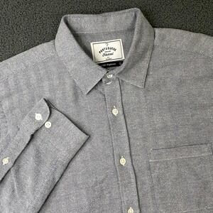 Portuguese Flannel Shirt Mens Large Herringbone Long Sleeve Button Up